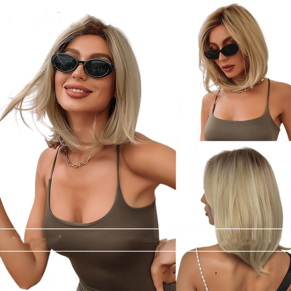 Full-head Wig Fashion Split Golden Hair Tail Wig For Women Full-head Wig Fashion Split Golden Hair Tail Wig For Women